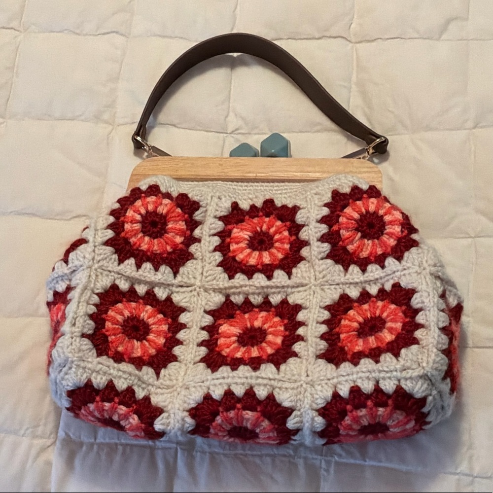 Handcrafted Crochet Floral Bag - Red and Pink